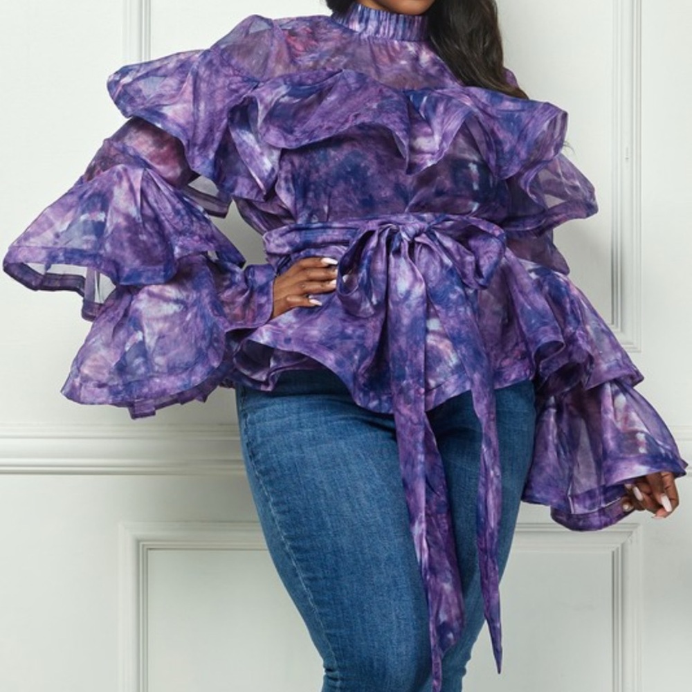 Purple Ruffled Women's Top